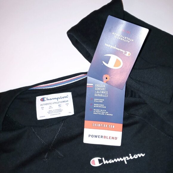 Champion Athleticwear Powerblend Black Extra Small Long Sleeve Sweatshirt - Picture 4 of 6